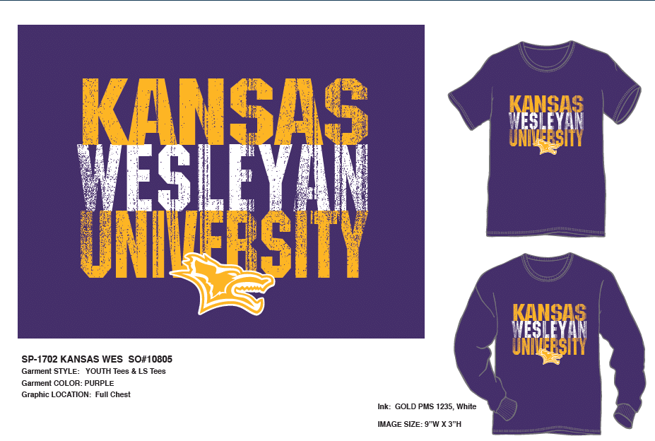 Kansas Wesleyan University Youth LS/SS T-shirt